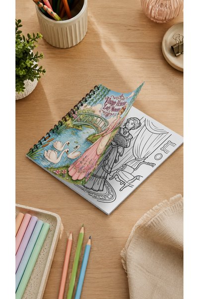 Pink Swan Craft Vintage Victorian Lady Moments – 20X20 cm Large Coloring Book, for Children and Adults