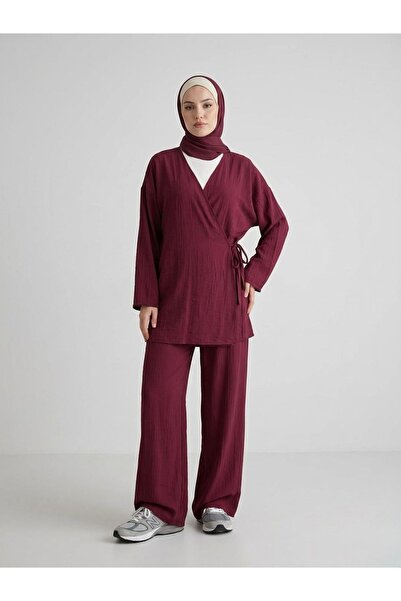 Foremia Side-Tie Strawberry Suit - Burgundy