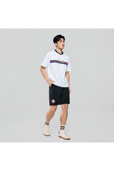 Giordano تي شيرت رجالي مطبوع برقبة على شكل حرف V من مينيونز