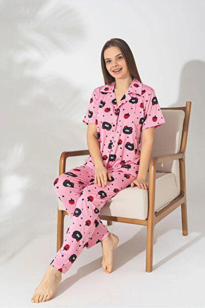 PİJAMERRY Short Sleeve Milan Fabric Pajama Set