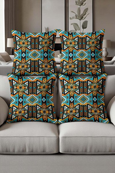 Dolce Mariee Digital Printed Soft Textured 4-Piece Throw Pillow Cover Set Krl...