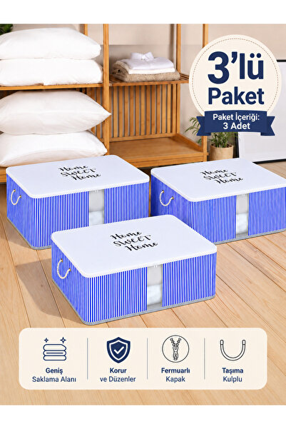 Timburly 3 Adet Home Sweet Home Çizgili Baza Altı Dolap üstü Büyük Yastık Yor...