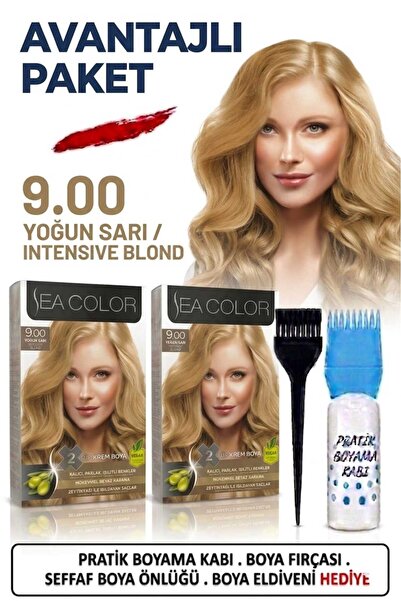 Sea Color Set Saç Boyası 9.00 Yoğun Sarı 2 Li 2 Kutu+Pratik Boya Kabı