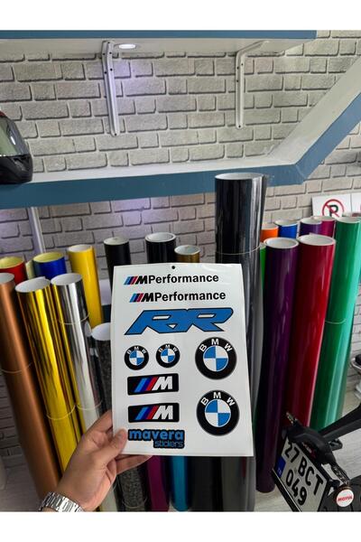 Mavera Stickers BMW SET 9 Parça Sticker Etiket Araba-Kask-Motor-Laptop İçin (...