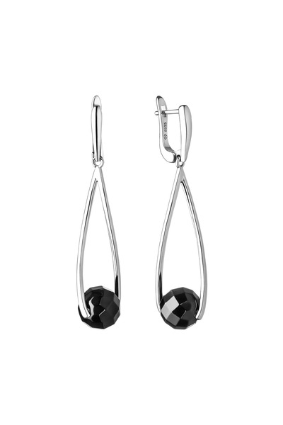 MANAVA Cercei argint lungi cu onix - Péndulo Negro