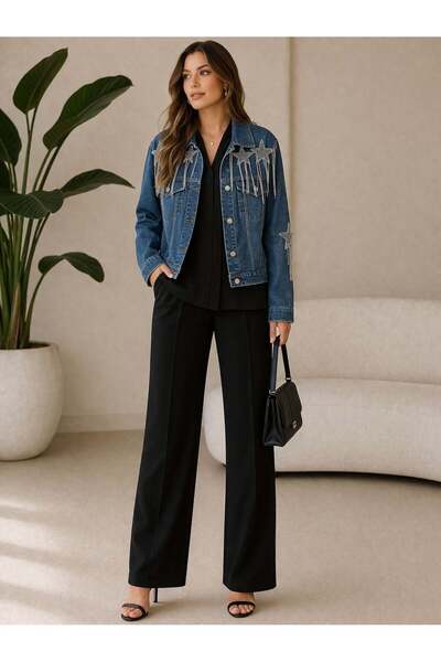 GONCA Mi Mont Collared Long Sleeves with Star and Chain Embroidery