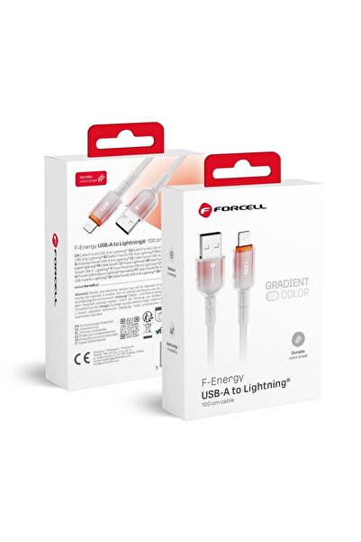 Forcell Cablu USB A la Lightning F-Energy 2,4A 12W Gradient 1 m C353 bia≈Çy