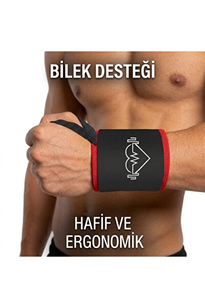 KEMOVE Gym Ağırlık Bilekliği - Önleyici Ergonomik Bilek Bandajı (Kırmızı/Siyah)
