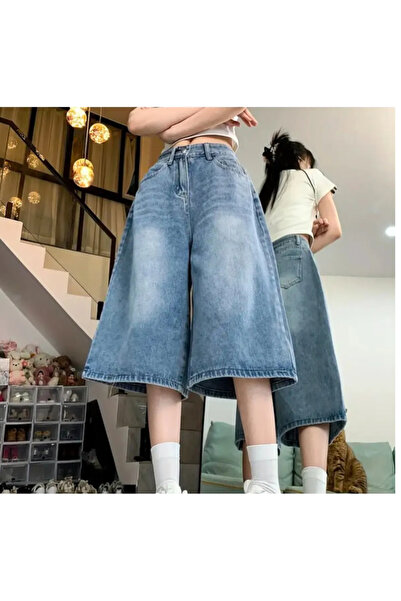 eyonnwear Y2K Trend Baggy Bol Kesim Yıkamalı Kot Şort Bermuda