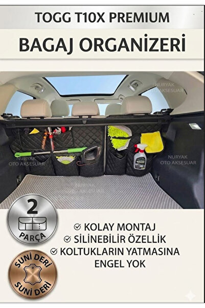 Nuryak Oto Aksesuar Organizator de bagaje Togg T10X Premium din piele sinteti...