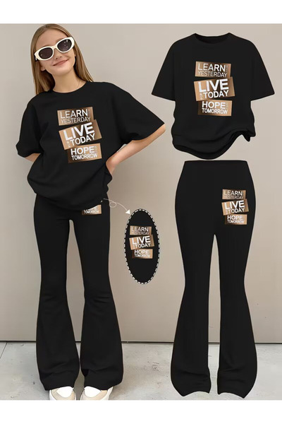 YUNAYT Set de pantaloni evazați și tricou spaniol pentru fete