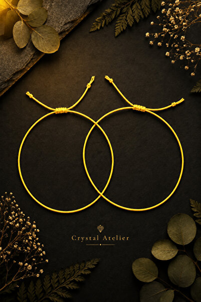 Crystal Atelier Sarı İp Bileklik Halhal Ayarlanabilir Unisex Makrome Hediyelik