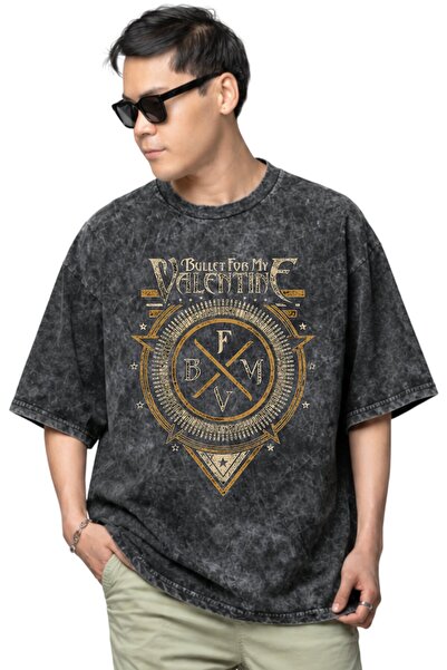 SEVBANO Tricou unisex supradimensionat, vintage, lavabil, cu imprimeu Bullet ...