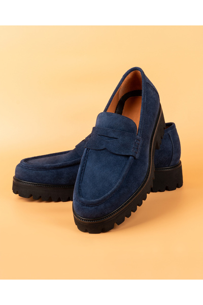 ZERBAY Doda Suede Deri Loafer Lacivert Erkek Ayakkabı