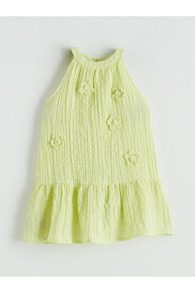 LC Waikiki Floral Embroidered Girls' Crinkle Dress