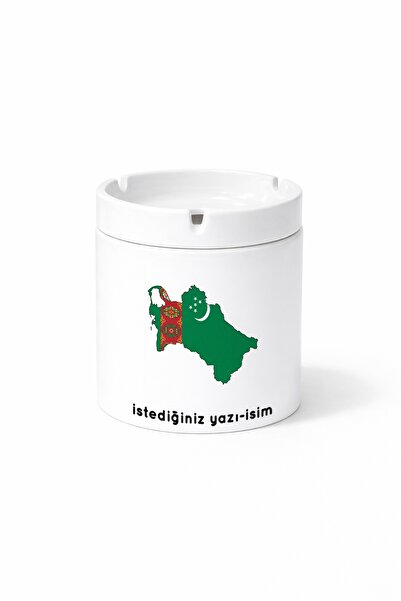 Kirbi Reklam منفضة سجائر مطبوعة على الوجهين بتصميم علم تركمانستان، هدية
