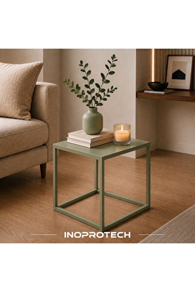 İnoprotech Modern Dekoratif Kare Metal Sehpa - Tekli Yan Sehpa 40*40*40 CM
