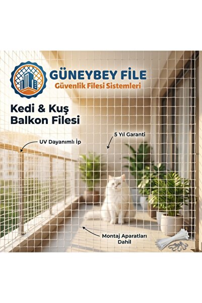 GüneyBey File Beyaz Kuşlar Için Balkon Güvenlik Filesi – 1.5 Metre Yükseklik ...
