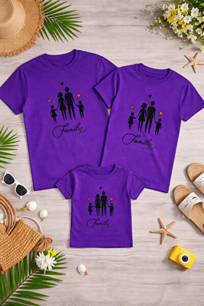 LORVEX Tricou combinat mamă, tată și copil, din bumbac, supradimensionat, pen...