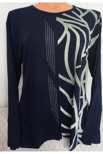 Anne Er Clothing Summer Combed Cotton Blouse Long-Sleeve Crew Neck Laci
