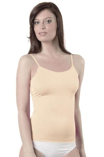 Generic Brand Women's Beige Thin String Strap Seamless Undershirt 841