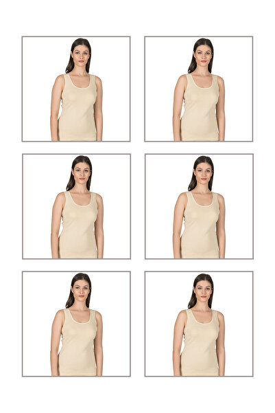 BENALİ Pack of 6 Women's Cotton Ribbed Flexible Comfortable Ribbed Thick Stra...