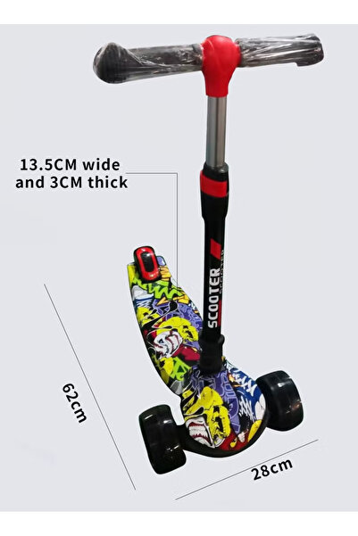 Scooter للأطفال من عمر 3-12 سنة، سكوتر قابل للطي وقابل لتعديل الارتفاع مع تصم...