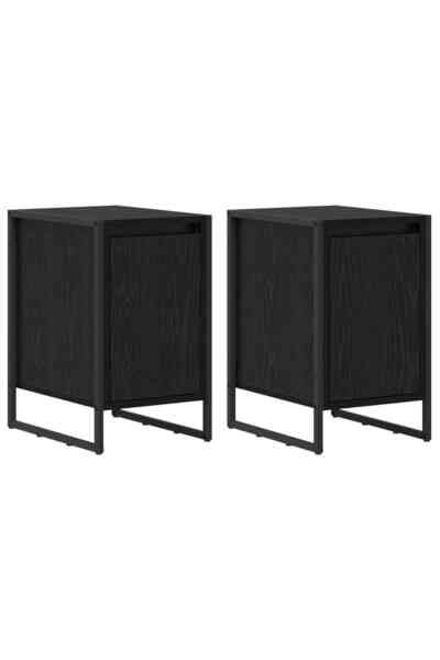 vidaxl Noptieră 2 pcs Stejar Negru 39,5 x 30 x 50 cm Lemn compozit