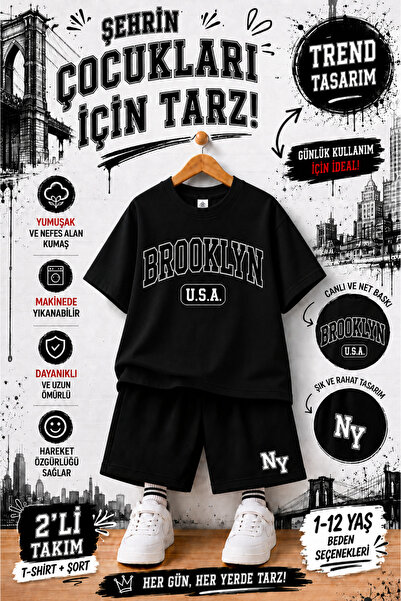 OVERMAX Brooklyn set za decu sa printom – majica i šorts, kombinacija od 2 de...