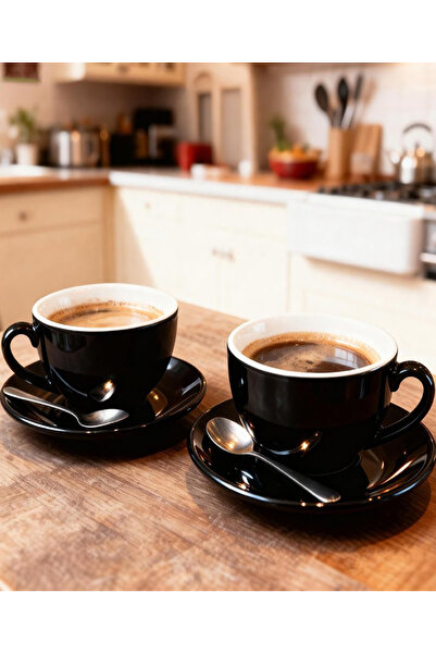 EHOME Porcelain Coffee Cup with Saucer 220ml/7.3oz for Cappuccino, Latte, and...