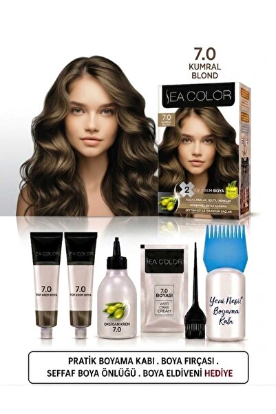 Sea Color Set Saç Boyası 7.0 Kumral ı 2 Li +Pratik Boya Kab