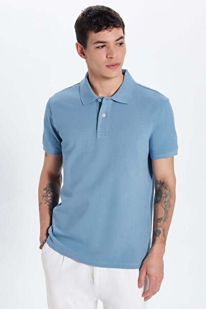 Tudors Men's Slim Fit Premium Series 100% Cotton Soft Textured Mercerized Blu...