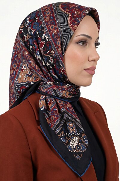 hadiora Women's Black Red Ethnic Pattern Organic Cotton Soft Scarf