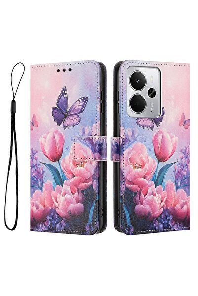 sscase Colored Drawing Θήκη Πορτοφόλι Pink Butterfly (Realme 14 5G / 14T 5G)