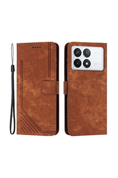sscase Stripe Pattern Θήκη Πορτοφόλι Brown (Xiaomi Poco F6 Pro 5G)