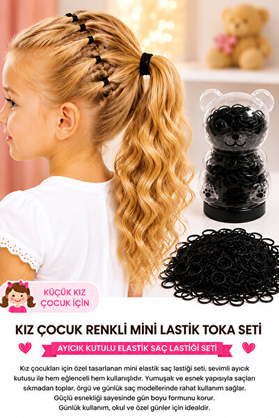 Trend Mix Kids Set de mini elastice colorate pentru fete, cu ursuleț de pluș,...