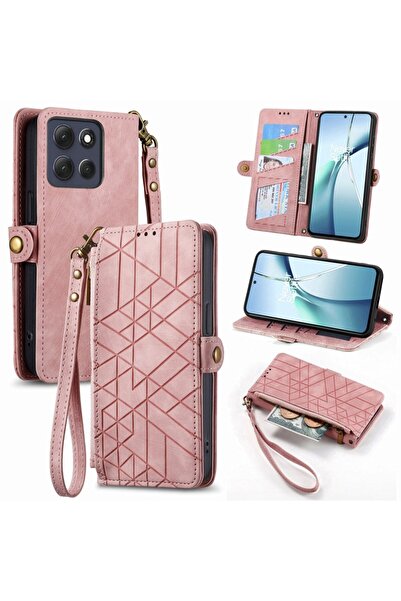 sscase Geometry Zipper Θήκη Πορτοφόλι Pink (Motorola Edge 70 Fusion 5G)