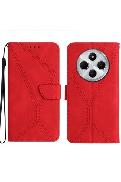 sscase Stitching Embossed Θήκη Πορτοφόλι Red (Xiaomi Redmi 14C 4G/Poco C75 4G)