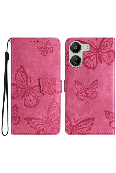 sscase Butterfly Imprinted Θήκη Πορτοφόλι Rose (Xiaomi Redmi 13C/Poco C65)