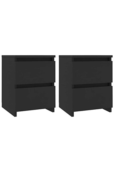 vidaxl Noptiere, 2 buc., negru, 30x30x40 cm, lemn prelucrat