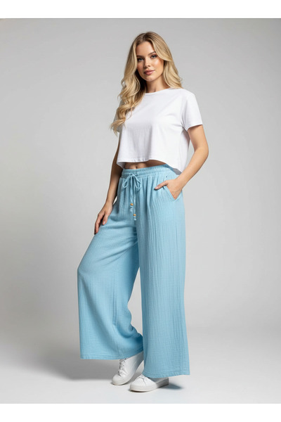 Arya Nisa Kids Women's Muslin Lace-Up Cotton Trousers