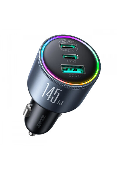Joyroom Încărcător auto JR-CCN07, 145W, 1 x USB-A, 2 x USB-C, Gri