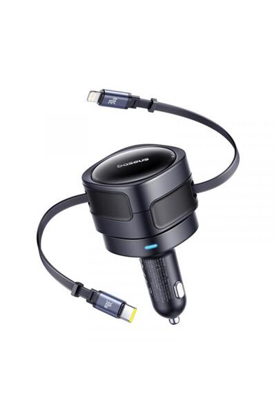 Baseus Încărcător auto Enjoyment Max cu cabluri USB-C/Lightning, 60W, 3A, Negru