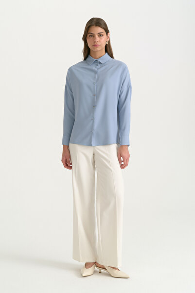 Nihan Low Sleeve Comfort Fit Shirt - Indigo