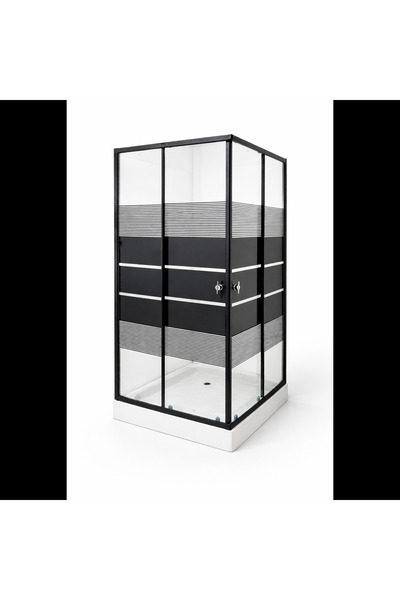 Casa Stile Cabina de dus patrata 90x90 cm, profil negru mat, sticla securizat...