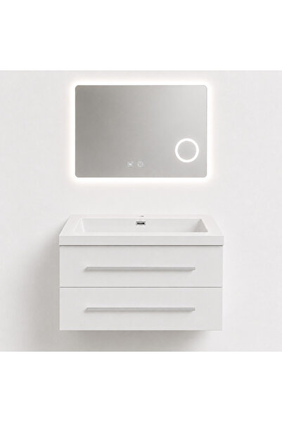 Casa Stile Set Mobilier Baie Efes 80 cm oglinda cu LED, lavoar compozit inclu...