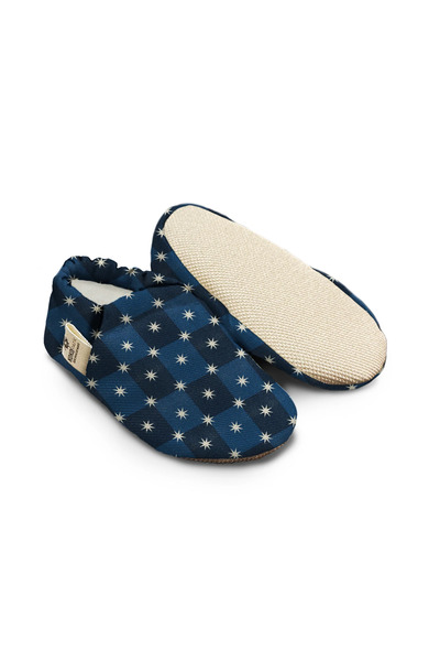 Kokopatik Blue Night Pattern Booties - Organic Cotton Baby Booties, Non-Slip ...