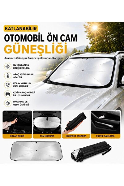 BuradaBuldun Foldable Automobile Front Windshield Sunshade Umbrella Uv-Proof ...
