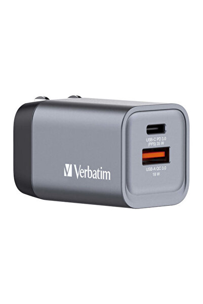 Verbatim Ασύρματος Φορτιστής GaN με Θύρα Εξόδου USB-A και Θύρα Εξόδου USB-C, ...