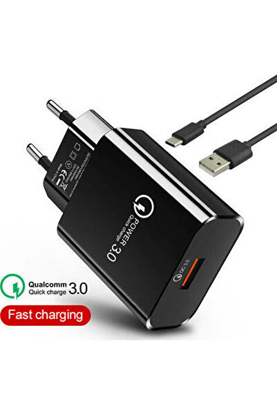 Lamtech Φορτιστής με θύρα USB-A και καλώδιο USB-C 18W Quick Charge 3.0 Μαύρο ...